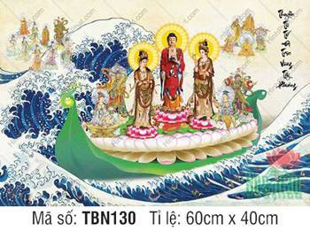 Hình Thuyền Bát Nhã kích thước lớn TBN130, cảnh thuyền rồng rẽ sóng