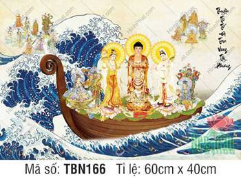 Hình Thuyền Bát Nhã kích thước lớn TBN166, Đức Phật mặc áo vàng kim Hình Thuyền Bát Nhã kích thước lớn TBN166, Đức Phật mặc áo vàng kim