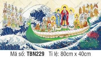 Hình Thuyền Bát Nhã kích thước lớn TBN229, Tam Thánh áo xanh trắng đỏ Hình Thuyền Bát Nhã kích thước lớn TBN229, Tam Thánh áo xanh trắng đỏ