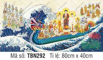 Hình Thuyền Bát Nhã kích thước lớn TBN292, Đức Phật khoác y đỏ Hình Thuyền Bát Nhã kích thước lớn TBN292, Đức Phật khoác y đỏ