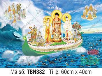 Hình Thuyền Bát Nhã kích thước lớn TBN382, cảnh Tam Thánh cứu độ