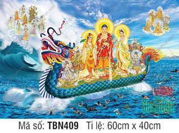 Hình Thuyền Bát Nhã kích thước lớn TBN409, thuyền rồng vảy xanh lam Hình Thuyền Bát Nhã kích thước lớn TBN409, thuyền rồng vảy xanh lam