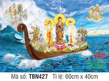 Hình Thuyền Bát Nhã kích thước lớn TBN427, cảnh thuyền gỗ mũi xoắn Hình Thuyền Bát Nhã kích thước lớn TBN427, cảnh thuyền gỗ mũi xoắn