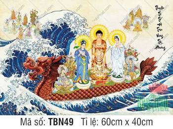 Hình Thuyền Bát Nhã kích thước lớn TBN49, họa tiết áo ba màu Hình Thuyền Bát Nhã kích thước lớn TBN49, họa tiết áo ba màu