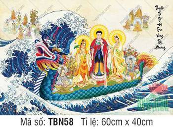 Hình Thuyền Bát Nhã kích thước lớn TBN58, sắc áo đỏ đen tương phản Hình Thuyền Bát Nhã kích thước lớn TBN58, sắc áo đỏ đen tương phản