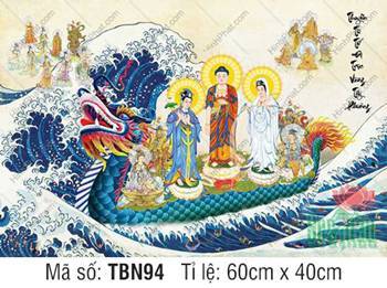 Hình Thuyền Bát Nhã kích thước lớn TBN94, ngự Tây Phương Tam Thánh Hình Thuyền Bát Nhã kích thước lớn TBN94, ngự Tây Phương Tam Thánh