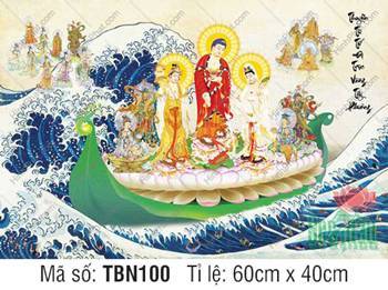 Thuyền Bát Nhã TBN100, cảnh ba vị thánh ngự trên thuyền lá sen xanh Thuyền Bát Nhã TBN100, cảnh ba vị thánh ngự trên thuyền lá sen xanh