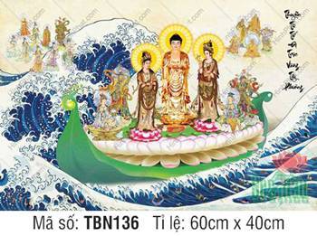 Thuyền Bát Nhã TBN136, Đức Phật mặc y vàng cùng hai vị Bồ Tát