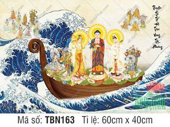 Thuyền Bát Nhã TBN163, Đức Phật khoác y áo phối màu đỏ xanh Thuyền Bát Nhã TBN163, Đức Phật khoác y áo phối màu đỏ xanh
