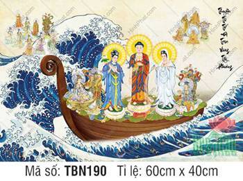 Thuyền Bát Nhã TBN190, cảnh Đức Phật và Bồ Tát mặc y phục xanh trắng Thuyền Bát Nhã TBN190, cảnh Đức Phật và Bồ Tát mặc y phục xanh trắng