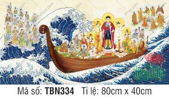 Thuyền Bát Nhã TBN334, thuyền gỗ mũi cuộn tròn y đỏ Thuyền Bát Nhã TBN334, thuyền gỗ mũi cuộn tròn y đỏ