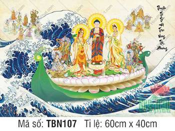 Thuyền Từ Tế Độ TBN107, cảnh chư Phật ngự thuyền lá sen xanh Thuyền Từ Tế Độ TBN107, cảnh chư Phật ngự thuyền lá sen xanh