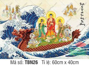 Thuyền Từ Tế Độ TBN26, Tây Phương Tam Thánh y phục sắc xanh Thuyền Từ Tế Độ TBN26, Tây Phương Tam Thánh y phục sắc xanh