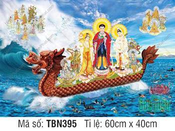 Thuyền Từ Tế Độ TBN395, Đức Phật y phục đỏ phối xanh lam