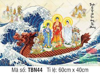 Thuyền Từ Tế Độ TBN44, Đại Thế Chí áo xanh và Quán Âm áo trắng Thuyền Từ Tế Độ TBN44, Đại Thế Chí áo xanh và Quán Âm áo trắng