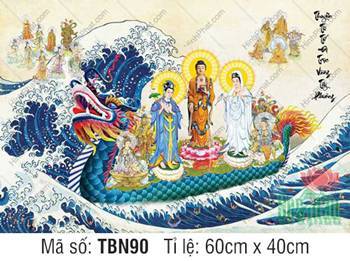 Thuyền Từ Tế Độ Trực Vãng Tây Phương TBN90, Tam Thánh áo vàng cam Thuyền Từ Tế Độ Trực Vãng Tây Phương TBN90, Tam Thánh áo vàng cam