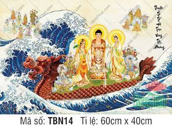 Tranh Thuyền Bát Nhã TBN14, đặc tả sắc thân vàng kim uy nghiêm Tranh Thuyền Bát Nhã TBN14, đặc tả sắc thân vàng kim uy nghiêm