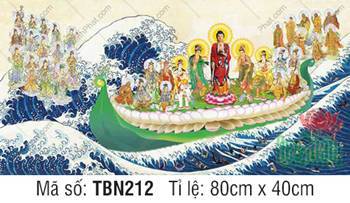 Tranh Thuyền Bát Nhã TBN212, mui thuyền thiết kế dáng sen xanh Tranh Thuyền Bát Nhã TBN212, mui thuyền thiết kế dáng sen xanh