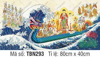 Tranh Thuyền Bát Nhã TBN293, đức phật mặc áo đỏ phối xanh lục Tranh Thuyền Bát Nhã TBN293, đức phật mặc áo đỏ phối xanh lục