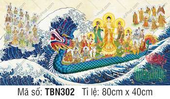 Tranh Thuyền Bát Nhã TBN302, Đức Phật khoác y phục vàng kim Tranh Thuyền Bát Nhã TBN302, Đức Phật khoác y phục vàng kim