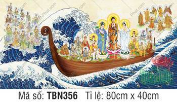 Tranh Thuyền Bát Nhã TBN356, Tam Thánh khoác y phục tam sắc Tranh Thuyền Bát Nhã TBN356, Tam Thánh khoác y phục tam sắc