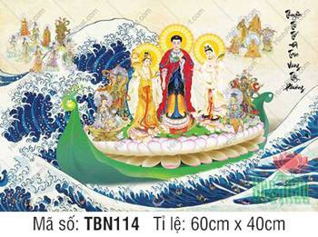 Tranh Thuyền Bát Nhã đẹp TBN114, Đức Phật khoác y phục đỏ xanh Tranh Thuyền Bát Nhã đẹp TBN114, Đức Phật khoác y phục đỏ xanh