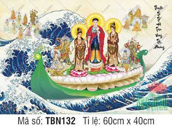 Tranh Thuyền Bát Nhã đẹp TBN132, cảnh Tam Thánh mặc áo nâu trầm