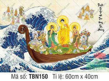 Tranh Thuyền Bát Nhã đẹp TBN150, con thuyền cứu độ từ bi