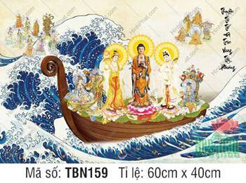 Tranh Thuyền Bát Nhã đẹp TBN159, bức tranh Thuyền Từ Tế Độ cứu khổ