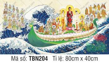 Tranh Thuyền Bát Nhã đẹp TBN204, chư Phật ngự thuyền hoa sen Tranh Thuyền Bát Nhã đẹp TBN204, chư Phật ngự thuyền hoa sen