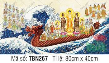 Tranh Thuyền Bát Nhã đẹp TBN267, Đức Phật mặc y vàng