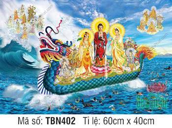 Tranh Thuyền Bát Nhã đẹp TBN402, cảnh thuyền rồng vảy xanh Tranh Thuyền Bát Nhã đẹp TBN402, cảnh thuyền rồng vảy xanh