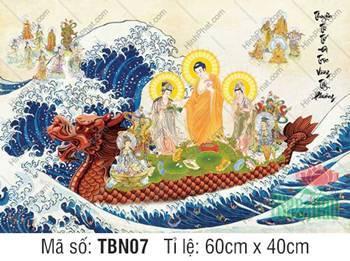 Tranh Thuyền Bát Nhã kích thước lớn TBN07, Đức Phật khoác áo vàng Tranh Thuyền Bát Nhã kích thước lớn TBN07, Đức Phật khoác áo vàng