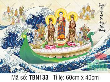 Tranh Thuyền Bát Nhã kích thước lớn TBN133, sắc áo nâu trầm