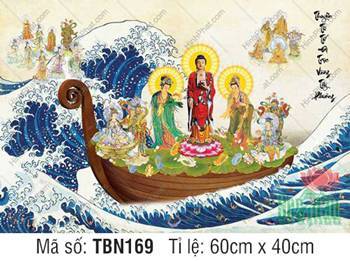 Tranh Thuyền Bát Nhã kích thước lớn TBN169, Thuyền Từ Tế Độ cứu khổ Tranh Thuyền Bát Nhã kích thước lớn TBN169, Thuyền Từ Tế Độ cứu khổ
