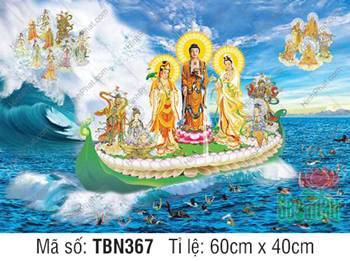 Tranh Thuyền Bát Nhã kích thước lớn TBN367, cứu độ chúng sinh