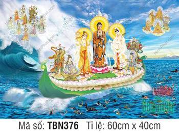 Tranh Thuyền Bát Nhã kích thước lớn TBN376, cứu độ chúng sinh