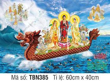 Tranh Thuyền Bát Nhã kích thước lớn TBN385, Kiểu thuyền rồng
