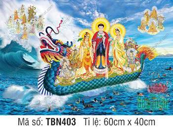 Tranh Thuyền Bát Nhã kích thước lớn TBN403, thuyền rồng vảy xanh Tranh Thuyền Bát Nhã kích thước lớn TBN403, thuyền rồng vảy xanh
