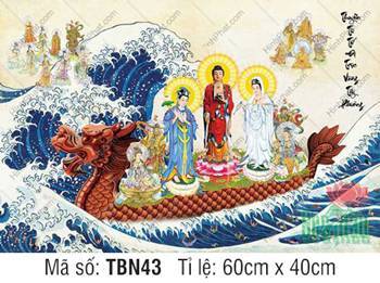 Tranh Thuyền Bát Nhã kích thước lớn TBN43, y phục ba sắc nổi bật Tranh Thuyền Bát Nhã kích thước lớn TBN43, y phục ba sắc nổi bật