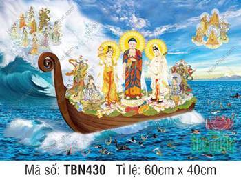 Tranh Thuyền Bát Nhã kích thước lớn TBN430, Kiểu thuyền gỗ trơn Tranh Thuyền Bát Nhã kích thước lớn TBN430, Kiểu thuyền gỗ trơn