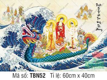 Tranh Thuyền Bát Nhã kích thước lớn TBN52, thuyền rồng sắc xanh Tranh Thuyền Bát Nhã kích thước lớn TBN52, thuyền rồng sắc xanh