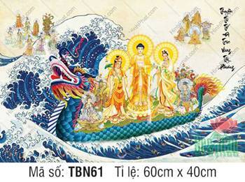 Tranh Thuyền Bát Nhã kích thước lớn TBN61, sắc y phục vàng rực rỡ Tranh Thuyền Bát Nhã kích thước lớn TBN61, sắc y phục vàng rực rỡ
