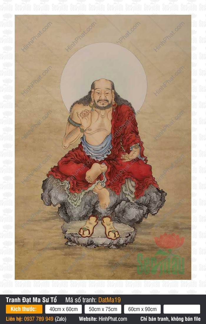 Bồ Đề Sư Tổ Đạt Ma DatMa19, Hình Đạt Ma Sư Tổ Ngồi Thiền Bồ Đề Sư Tổ Đạt Ma DatMa19 ngồi thiền trên phiến đá mặc áo choàng đỏ
