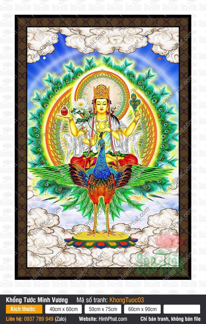 Khổng Tước Minh Vương Bồ Tát KhongTuoc03 Khổng Tước Minh Vương Bồ Tát KhongTuoc03 ngự trên lưng khổng tước bốn tay cầm bảo vật