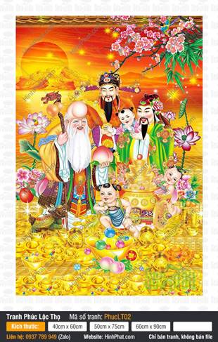 Tranh Phúc Lộc Thọ PhucLT02, Hình Phúc Lộc Thọ Đẹp