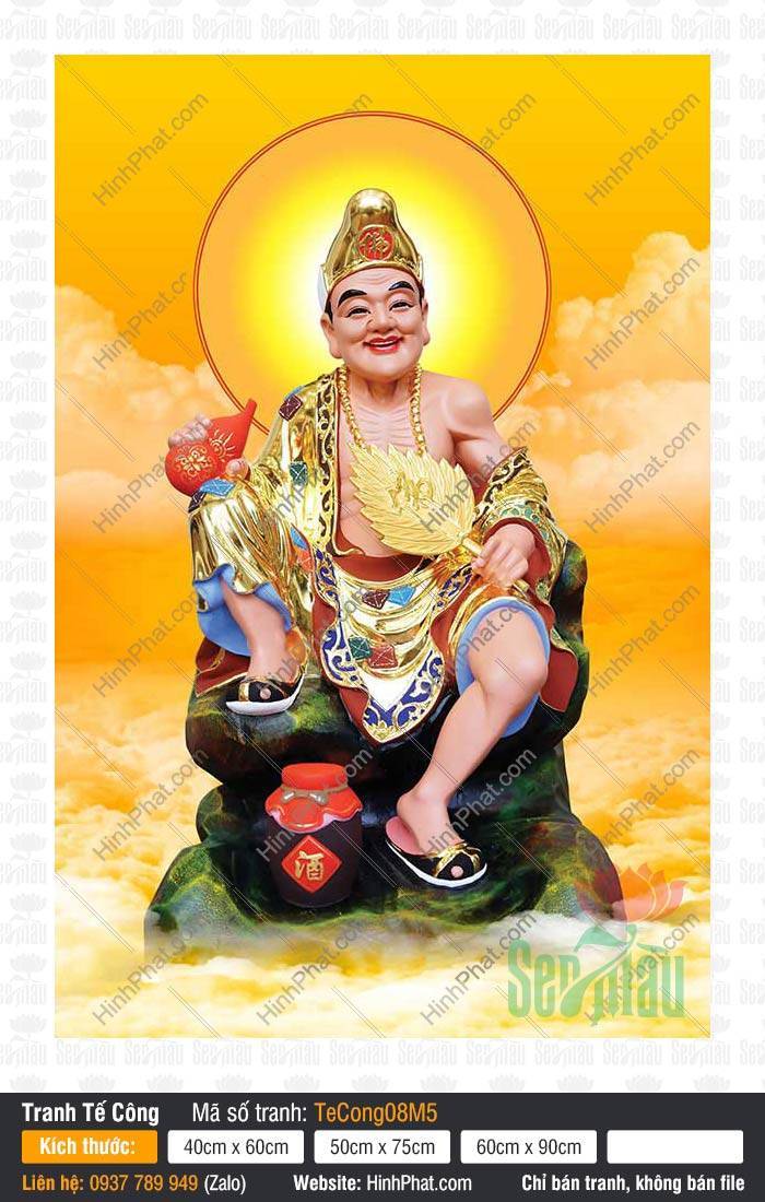 Hình Ảnh Phật Tế Công TeCong08M5 Hình Ảnh Phật Tế Công TeCong08M5 ngồi bệ đá mặc y phục đính ngọc rực rỡ