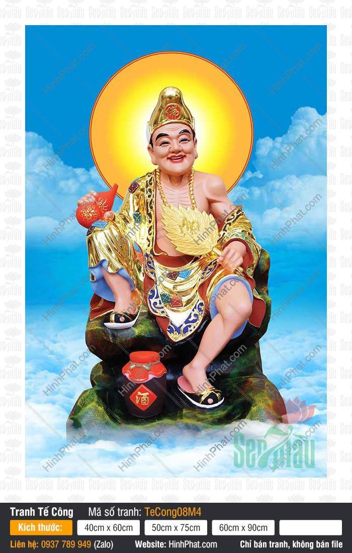 Hình Ảnh Tế Công TeCong08M4 Hình hòa thượng Tế Công mặc y phục vàng rực rỡ ngồi thong dong trên tảng đá xanh