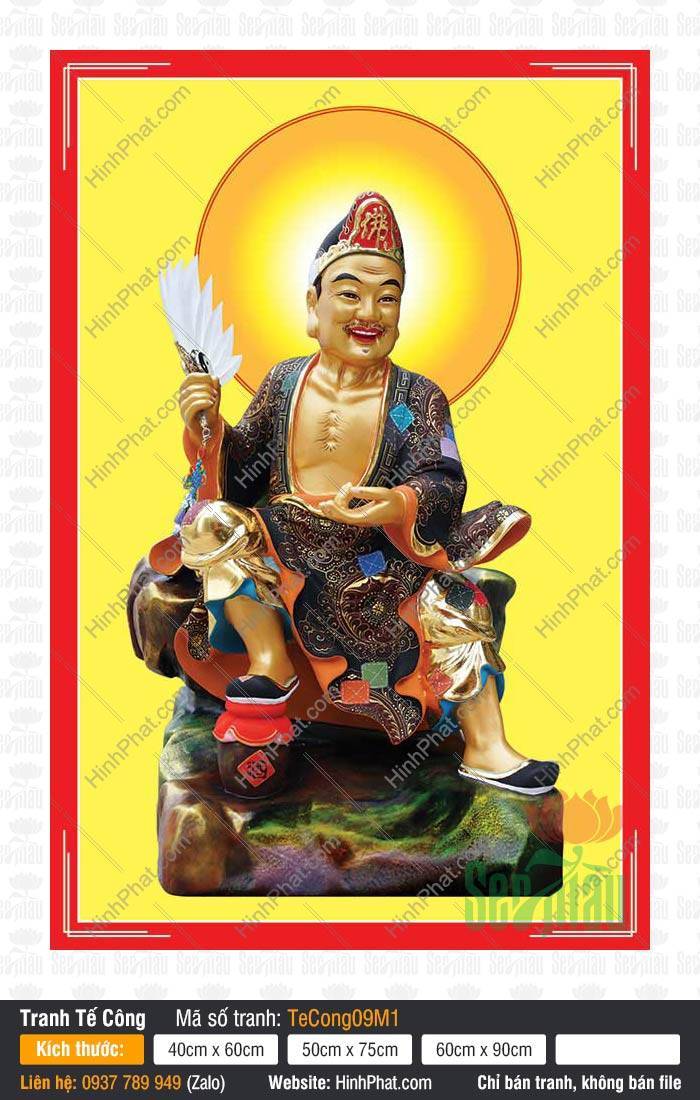 Hoạt Phật Tế Công TeCong09M1 Hình Hoạt Phật Tế Công TeCong09M1 mặc y đen cầm quạt lông trắng ngự trên đá