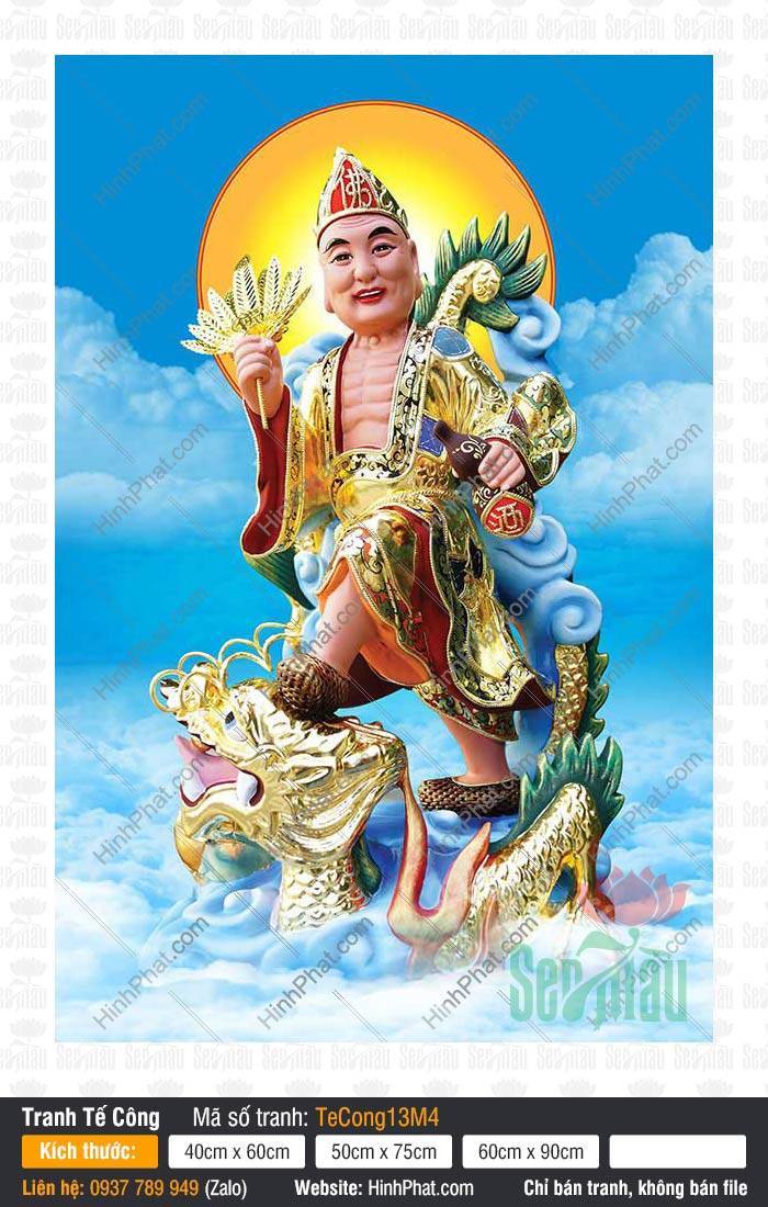 Nam Mô Tế Công Hoạt Phật TeCong13M4 Hình Nam Mô Tế Công Hoạt Phật mặc y phục gấm vàng đứng uy nghi trên rồng vàng